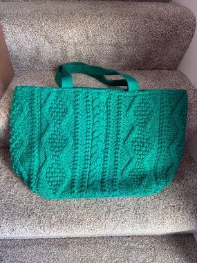 Panache Emerald Green Cable-Knit Tote